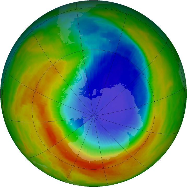 Antarctic ozone map for 31 October 1991